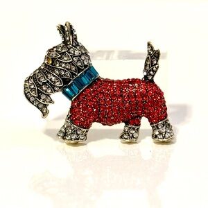 Rhinestone Scottie Dog Brooch | Crystal Statement Pin | NWT